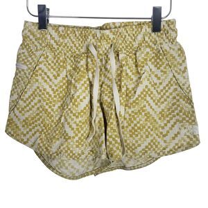 The North Face Pull On Shorts XS Womens Gold White Geometric Print Drawstring